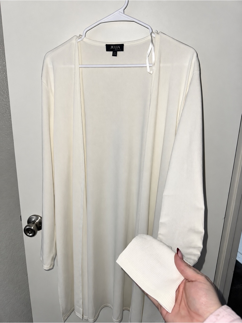 Cream Open-Front Lightweight Cardigan